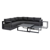 Corner garden set ALLURE Graphite 6-seater - Epoxy-treated aluminum, Polyester Graphite