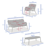 Garden set MELOANE Taupe 7-seater - Epoxy-treated steel, Woven resin Taupe