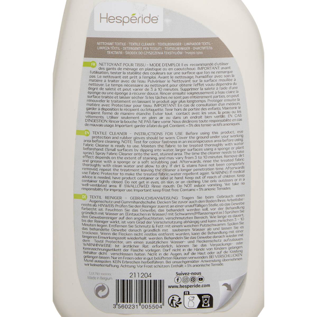 Textile Cleaner Spray 75 cl White