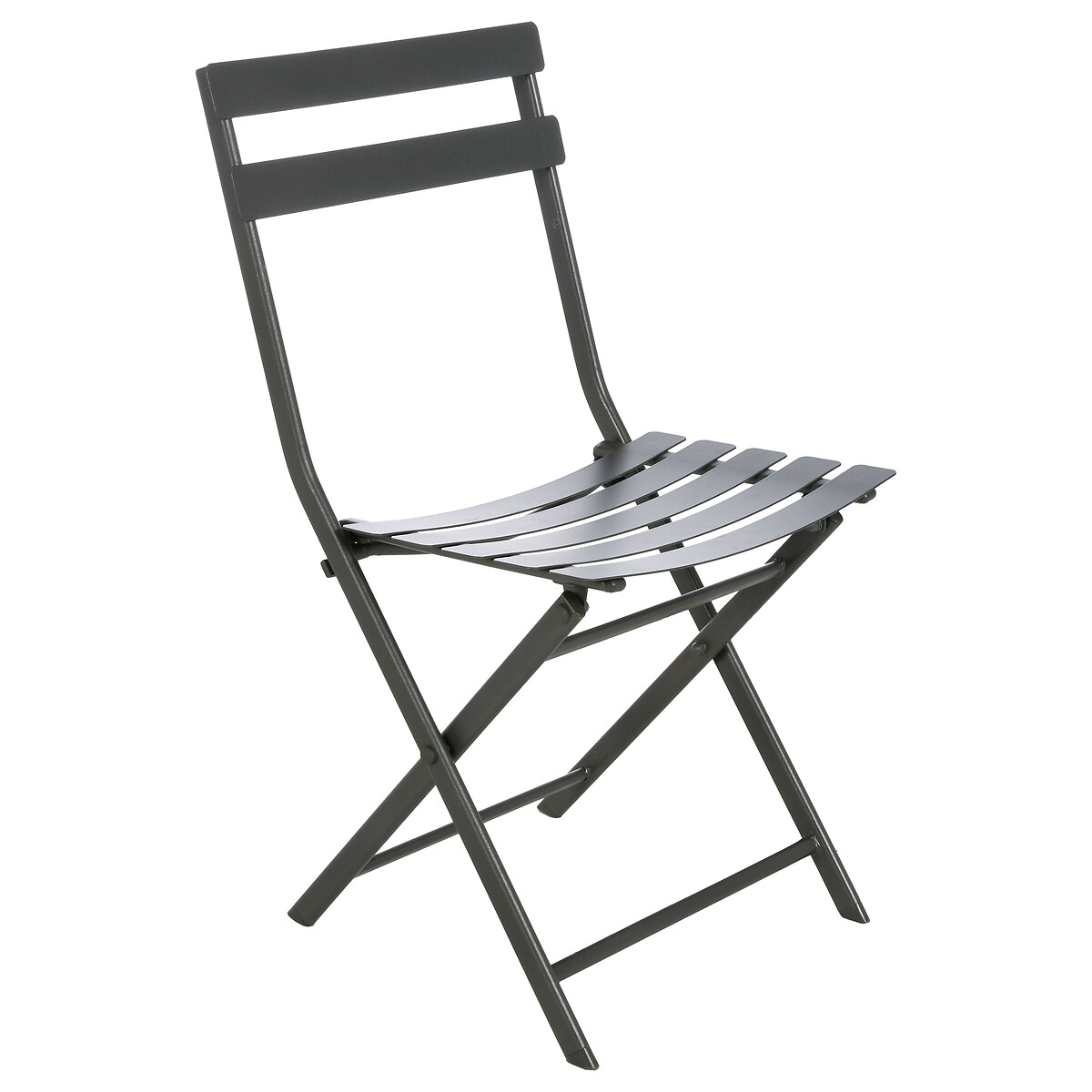 Folding rectangular garden table set + 4 chairs GREENSBORO Graphite 4 seats - Epoxy-coated steel, Reinforced anti-rust treatment Graphite