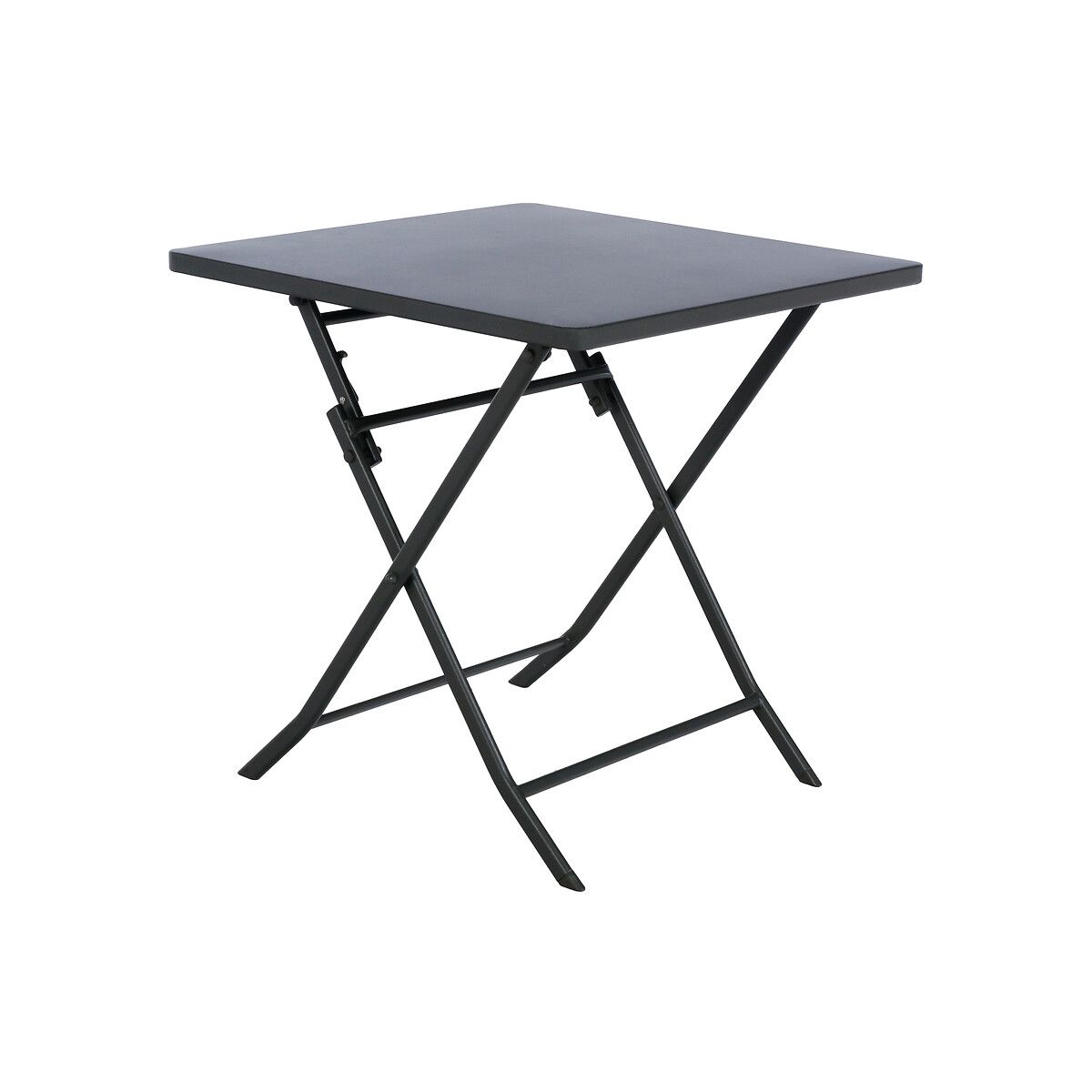Folding square garden table set + 2 chairs GREENSBORO Graphite 2 seats - Epoxy-coated steel, Reinforced anti-rust treatment Graphite