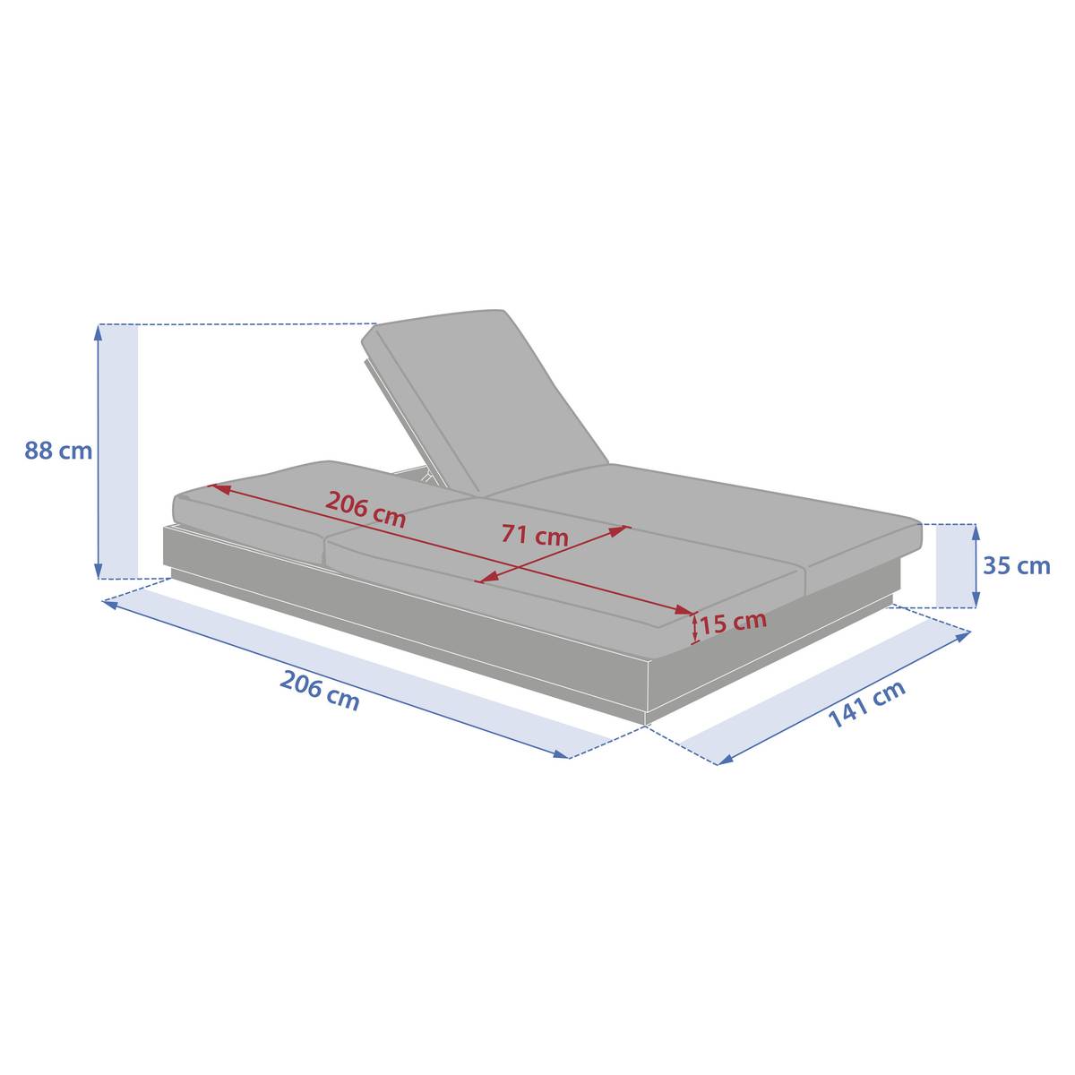 Pool lounger ALLURE Graphite Epoxy-treated aluminum, Polyester Graphite