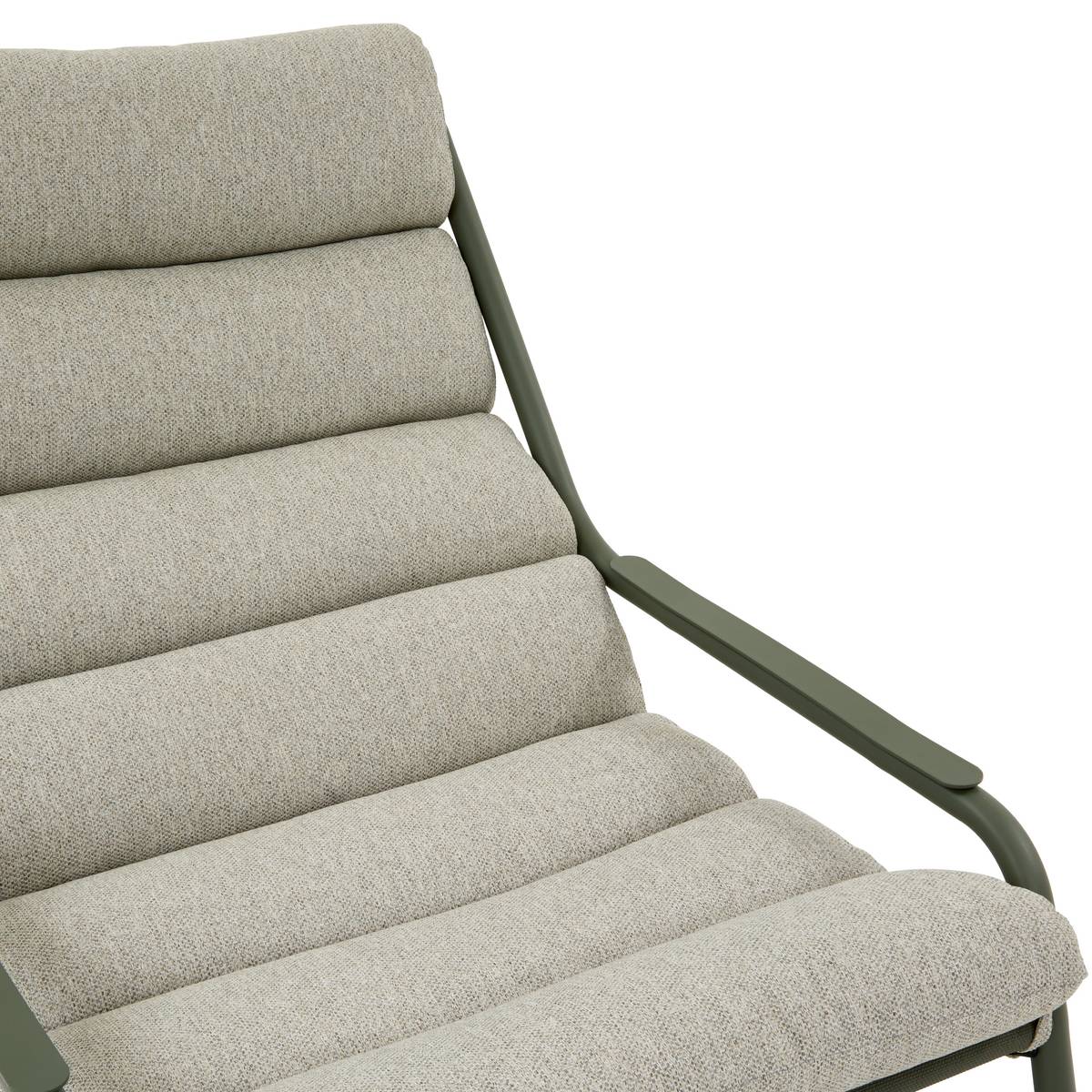 Garden lounge armchair CELESTAM Laurel green Epoxy-treated steel, Reinforced anti-rust treatment, Texaline Laurel