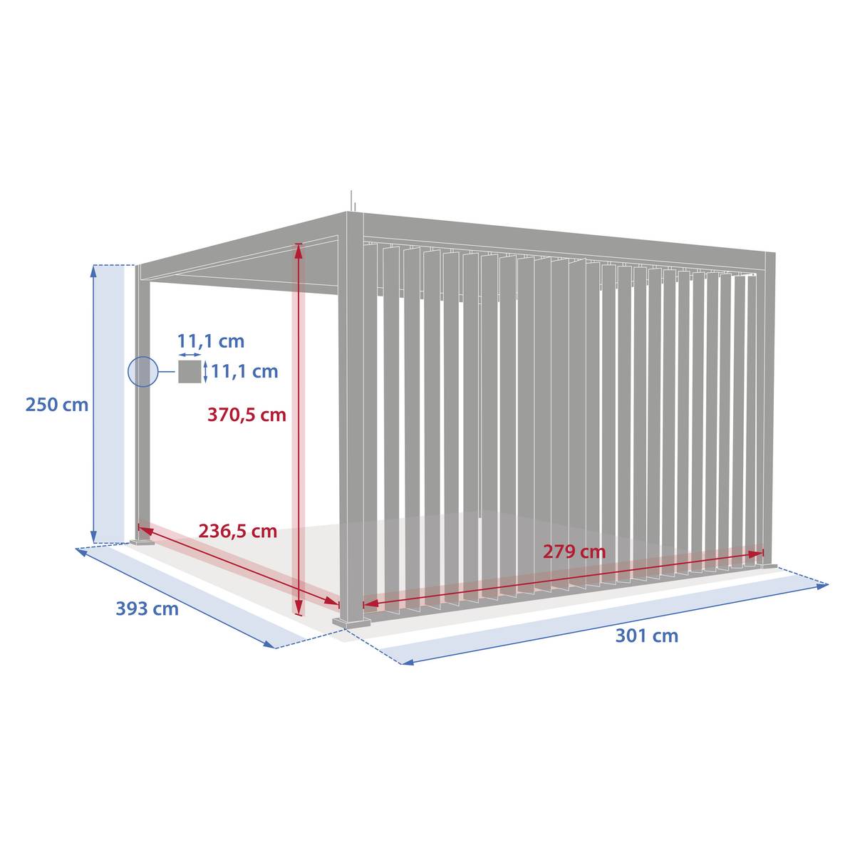 Vertical blind EVORA Clay For EVORA Side 3 m - 2.7 x 2.3 m - Epoxy-coated aluminium Clay