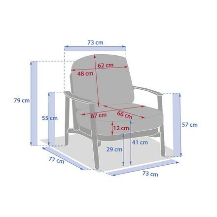 Garden armchair MYLORE Clay Epoxy-treated aluminum, Recycled polyester,
