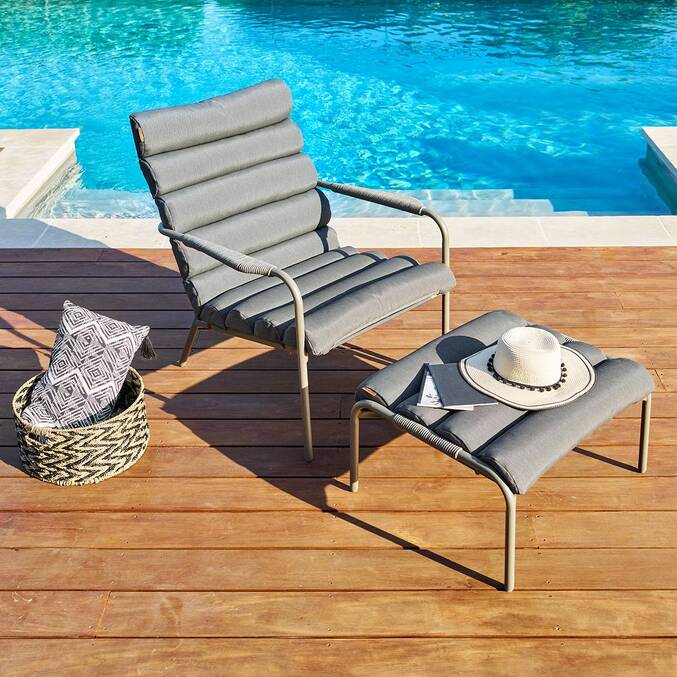 Garden relax armchair SOLANI Coffee Epoxy-treated steel, Reinforced anti-rust treatment, Texaline3443
