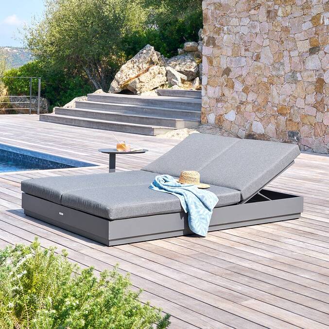 Pool lounger ALLURE Graphite Epoxy-treated aluminum, Polyester Graphite