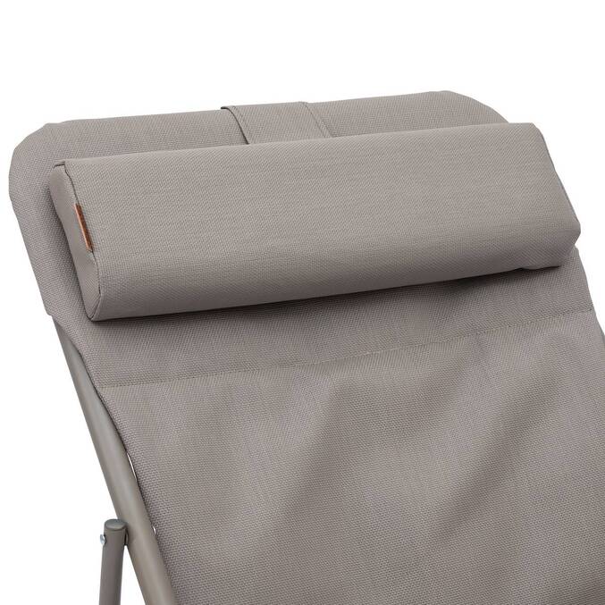 Stackable folding garden deck chair MIRAEL Hazelnut / Coffee 3 positions - Epoxy-coated steel, Reinforced anti-rust treatment Hazelnut / Coffee