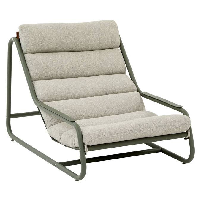Garden lounge armchair CELESTAM Laurel green Epoxy-treated steel, Reinforced anti-rust treatment, Texaline Laurel