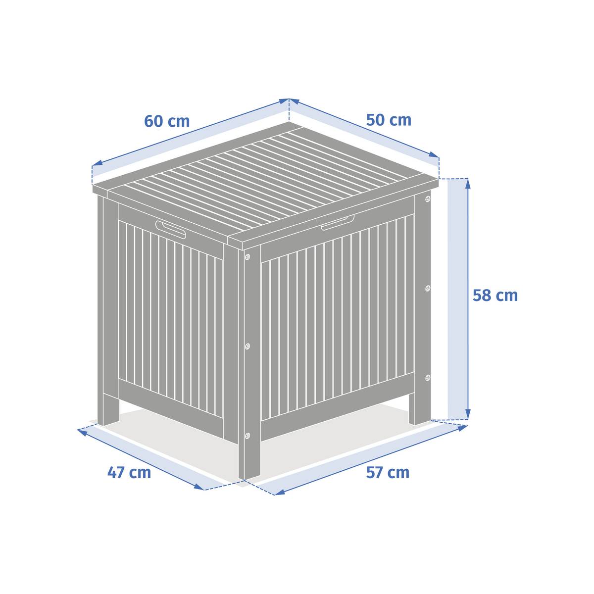Storage chest Beige 100L - Steel, FSC® certified Acacia Acacia