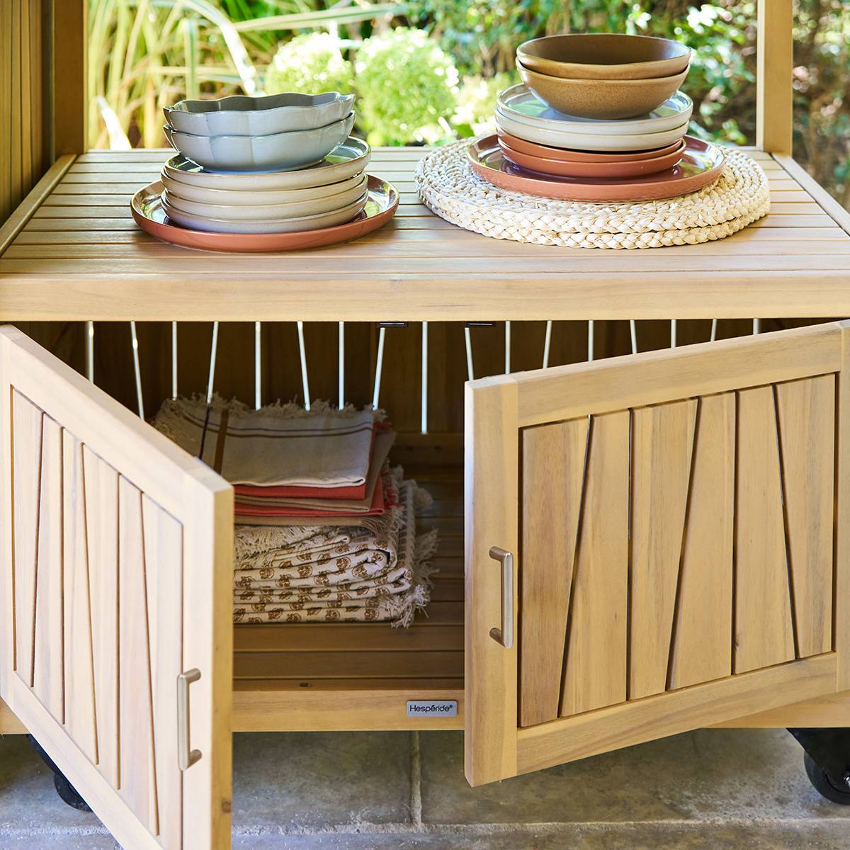 Outdoor kitchen module LODGE Beige 87 x 86 x 50 cm - Steel, Aluminum, FSC® certified Acacia Acacia