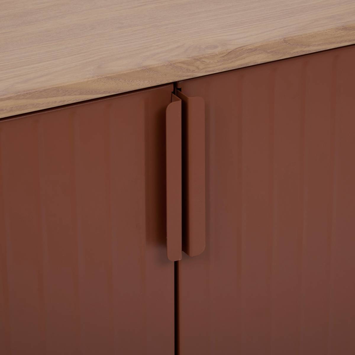 Garden buffet IRONIA Mahogany 90 x 45 x 86 cm - Galvanized steel, Reinforced anti-rust treatment Mahogany Brown