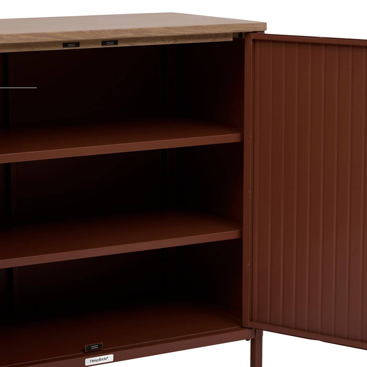 Garden buffet IRONIA Mahogany 90 x 45 x 86 cm - Galvanized steel, Reinforced anti-rust treatment Mahogany Brown