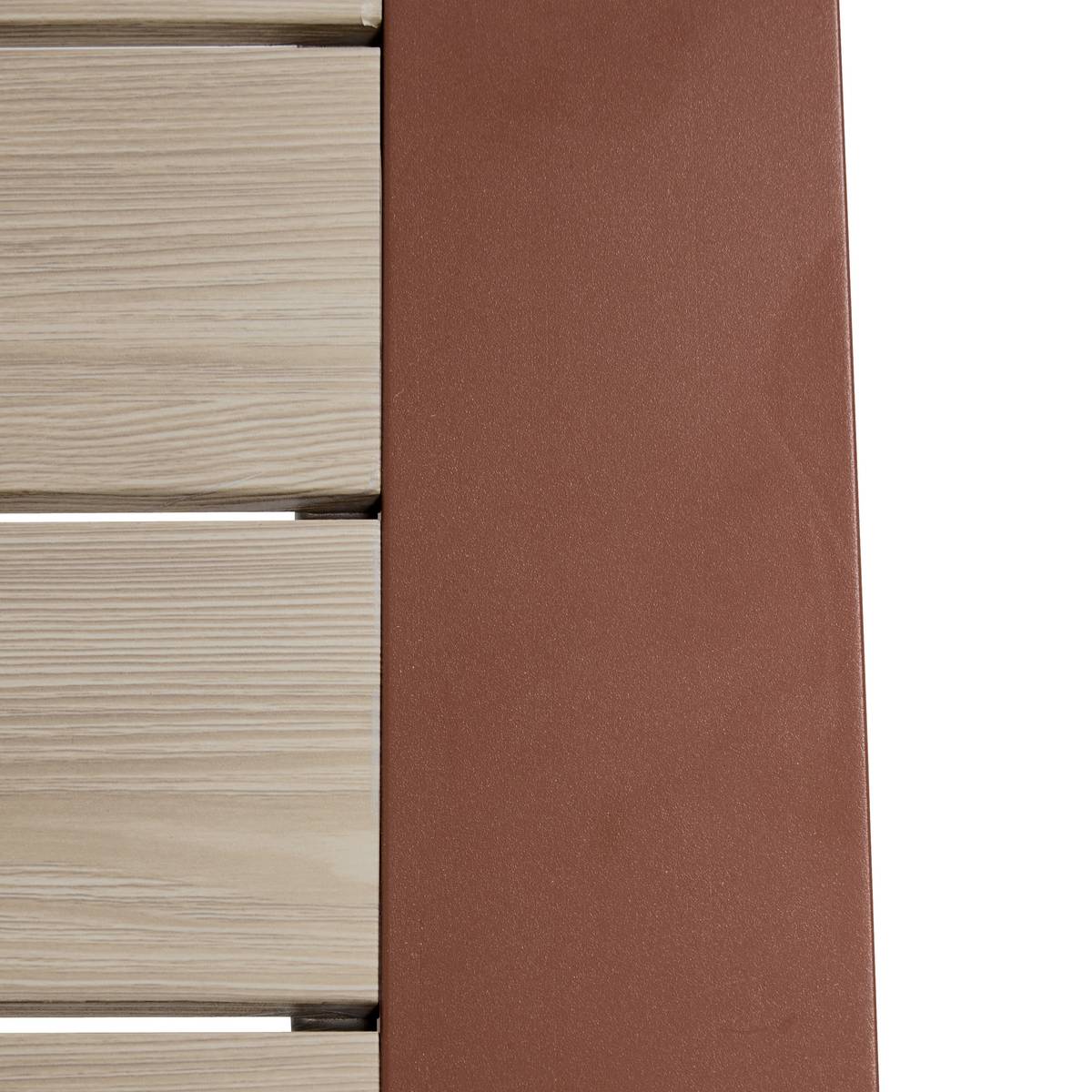 Square garden coffee table ALLURE Linen / Mahogany 97 x 97 x 36 cm - Epoxy-coated aluminum Linen / Mahogany Brown