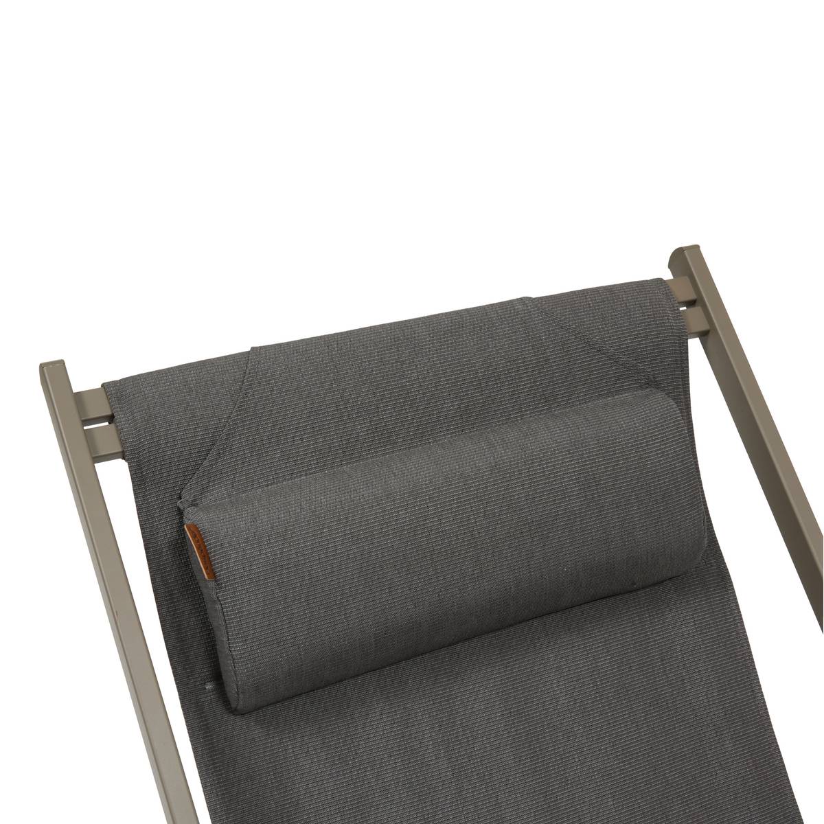 Folding garden deck chair LUNIVIA Coffee 5 positions - Epoxy-treated aluminum, Texaline Coffee