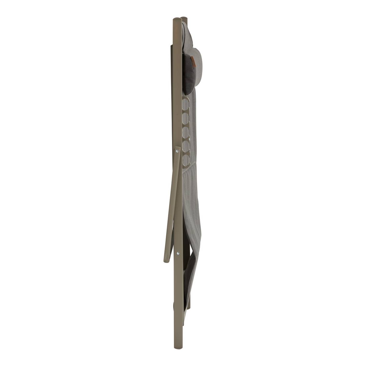 Folding garden deck chair LUNIVIA Coffee 5 positions - Epoxy-treated aluminum, Texaline Coffee