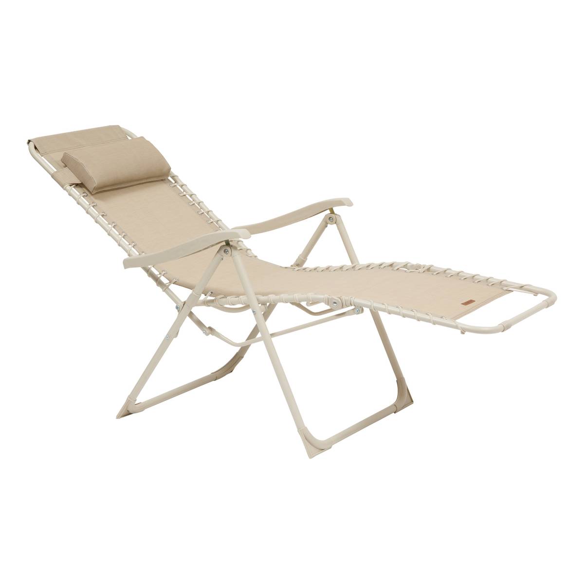 Garden recliner SILOS Linen beige Epoxy-coated steel, Texaline Beige lin