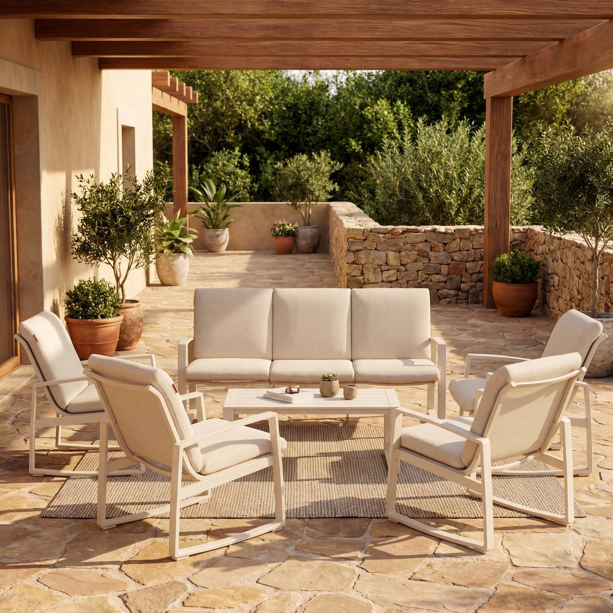 Garden armchair BOREANE Clay Epoxy-treated aluminum, Texaline Clay