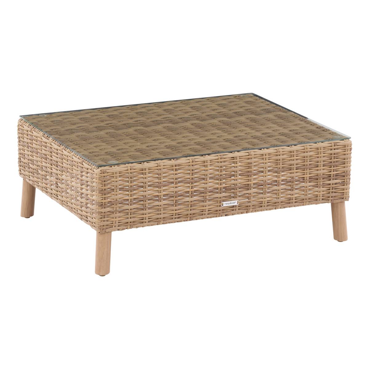 Rectangular garden coffee table MOORÉA Savana 72 x 36 x 90 cm - Epoxy-coated aluminum, Glass Savana