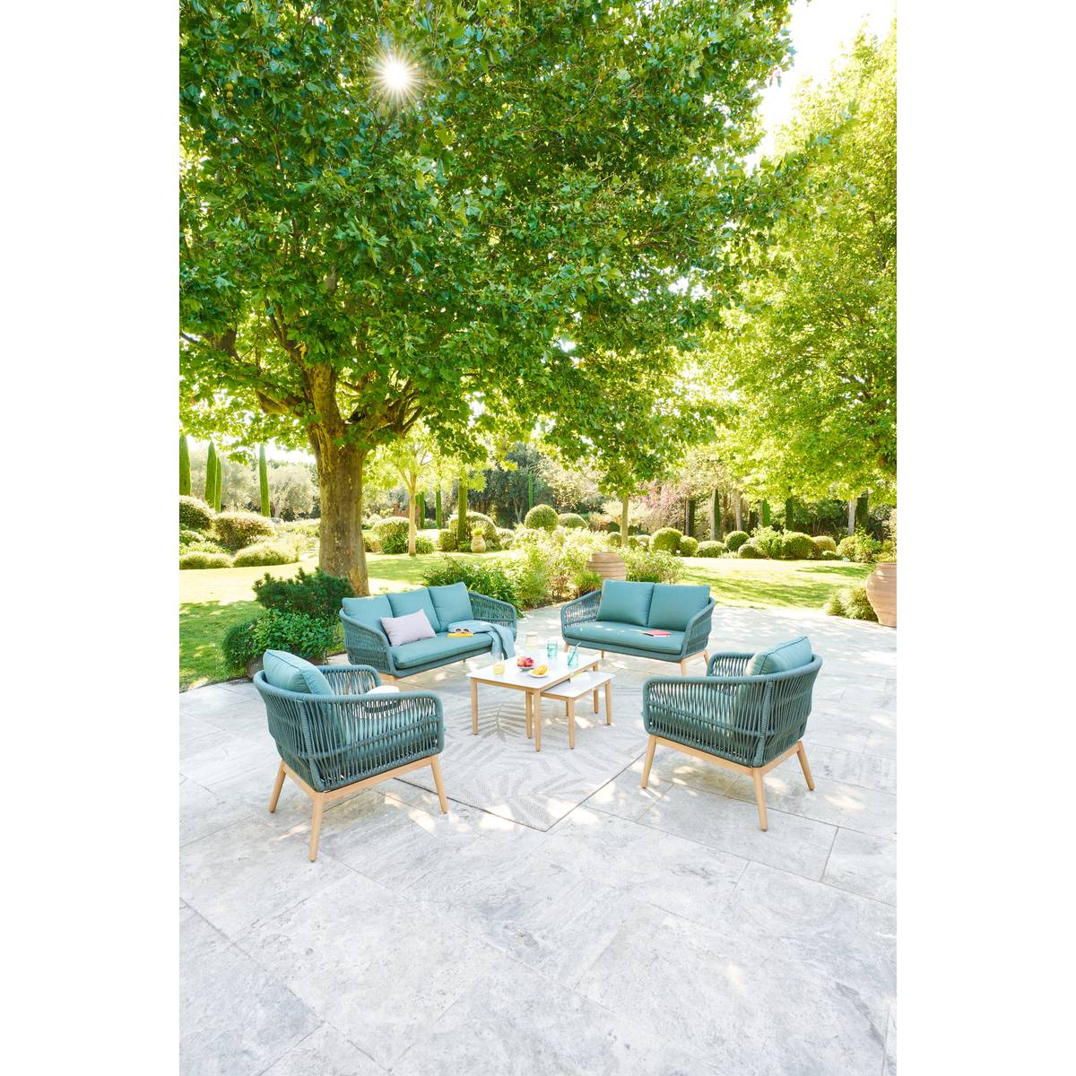 Garden sofa ORISSA Olive green 2 seats - Polyester, Steel Olive green