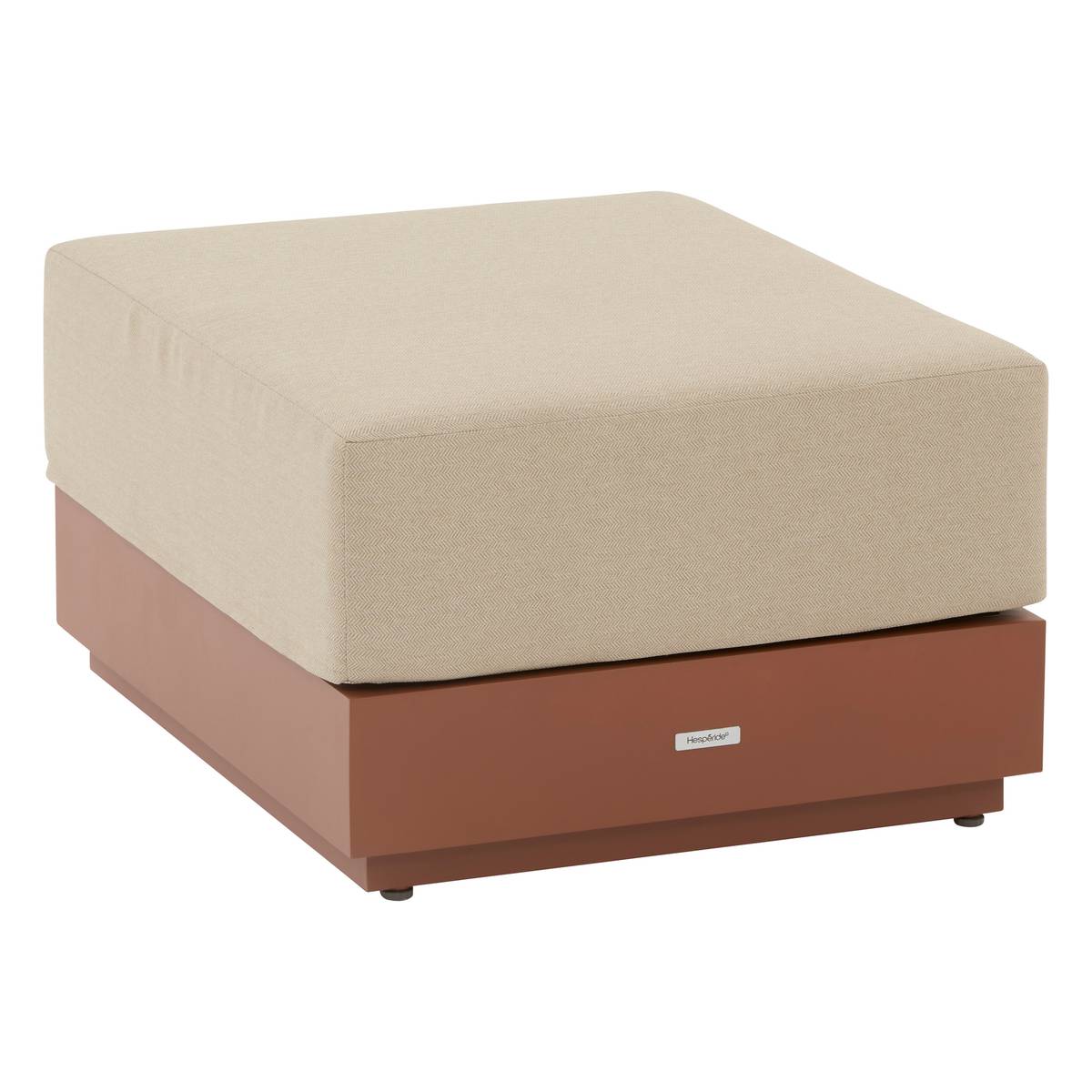 Rectangular Garden ottoman ALLURE Beige / Mahogany 78 x 65 x 42 cm - Polyester, Epoxy-coated Aluminium, Polyester Beige / Mahogany Brown