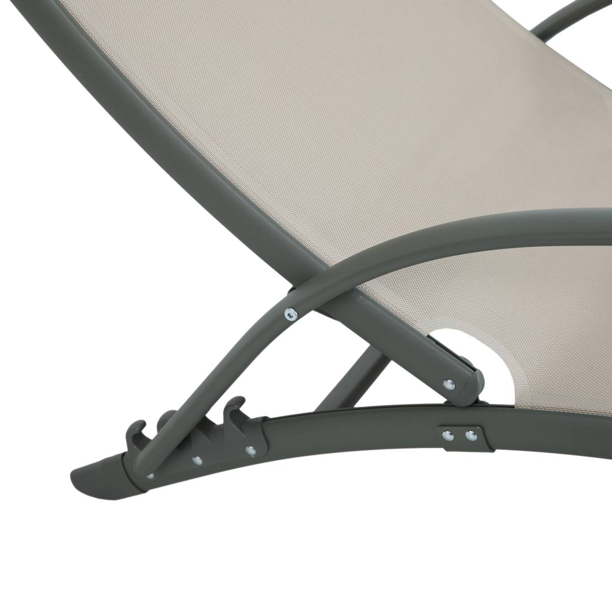 Sun lounger SAMBA Linen / Laurel green 4 positions - Epoxy-treated aluminum, Texaline Linen / Laurel