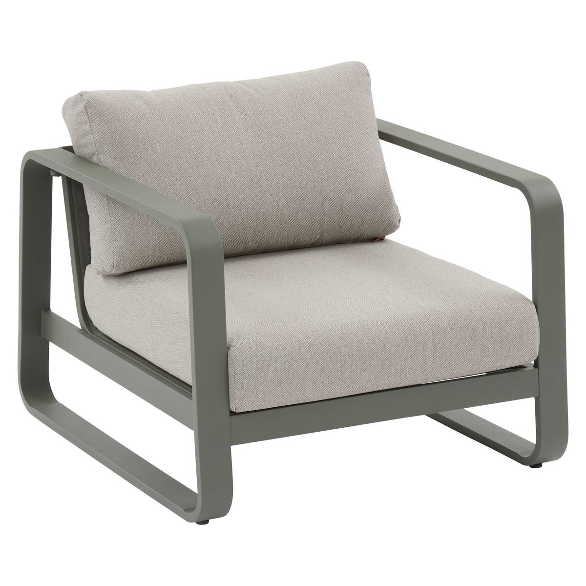 Garden lounge set DOMILLY Laurel green 5 seats - Epoxy-treated aluminum, Olefin Beige / Laurel Green