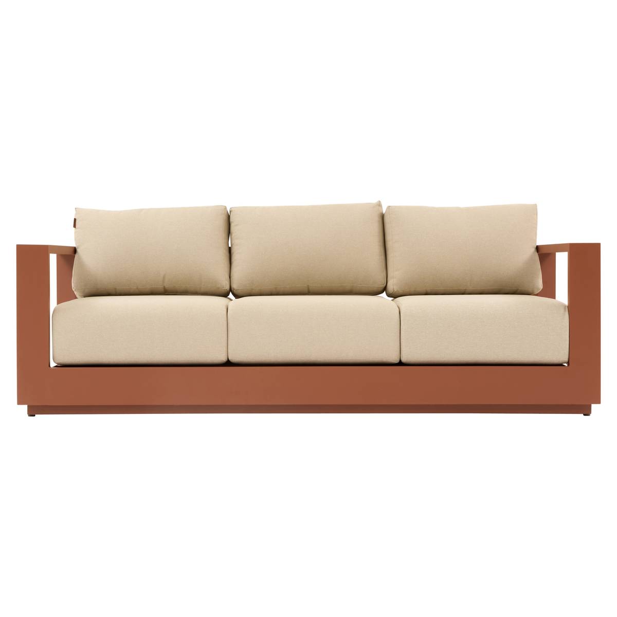 Rotating Garden Set ALLURE Beige / Mahogany 5 seats - Epoxy-treated aluminum, Polyester Beige Zebrano / Brown Mahogany