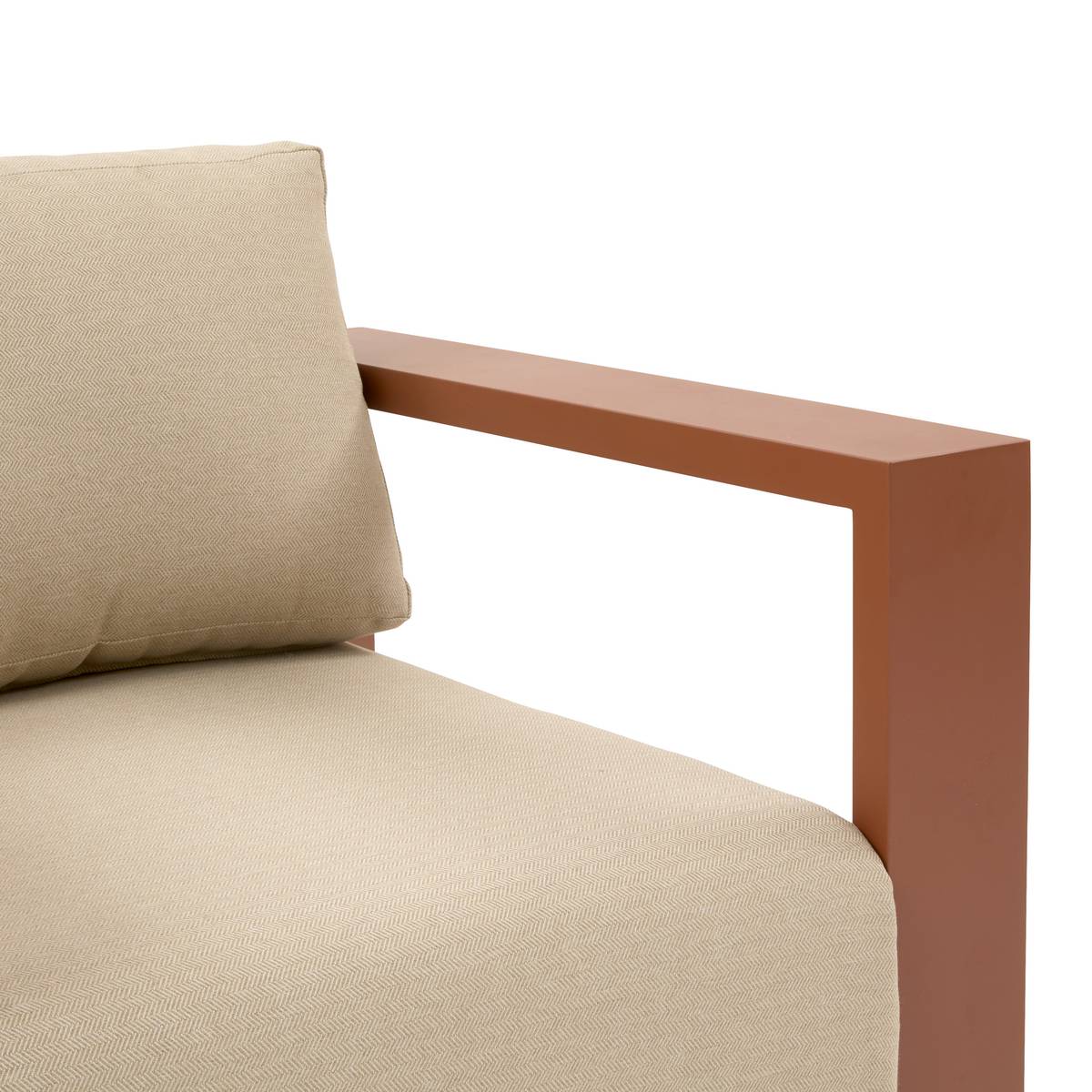 Rotating Garden Set ALLURE Beige / Mahogany 5 seats - Epoxy-treated aluminum, Polyester Beige Zebrano / Brown Mahogany