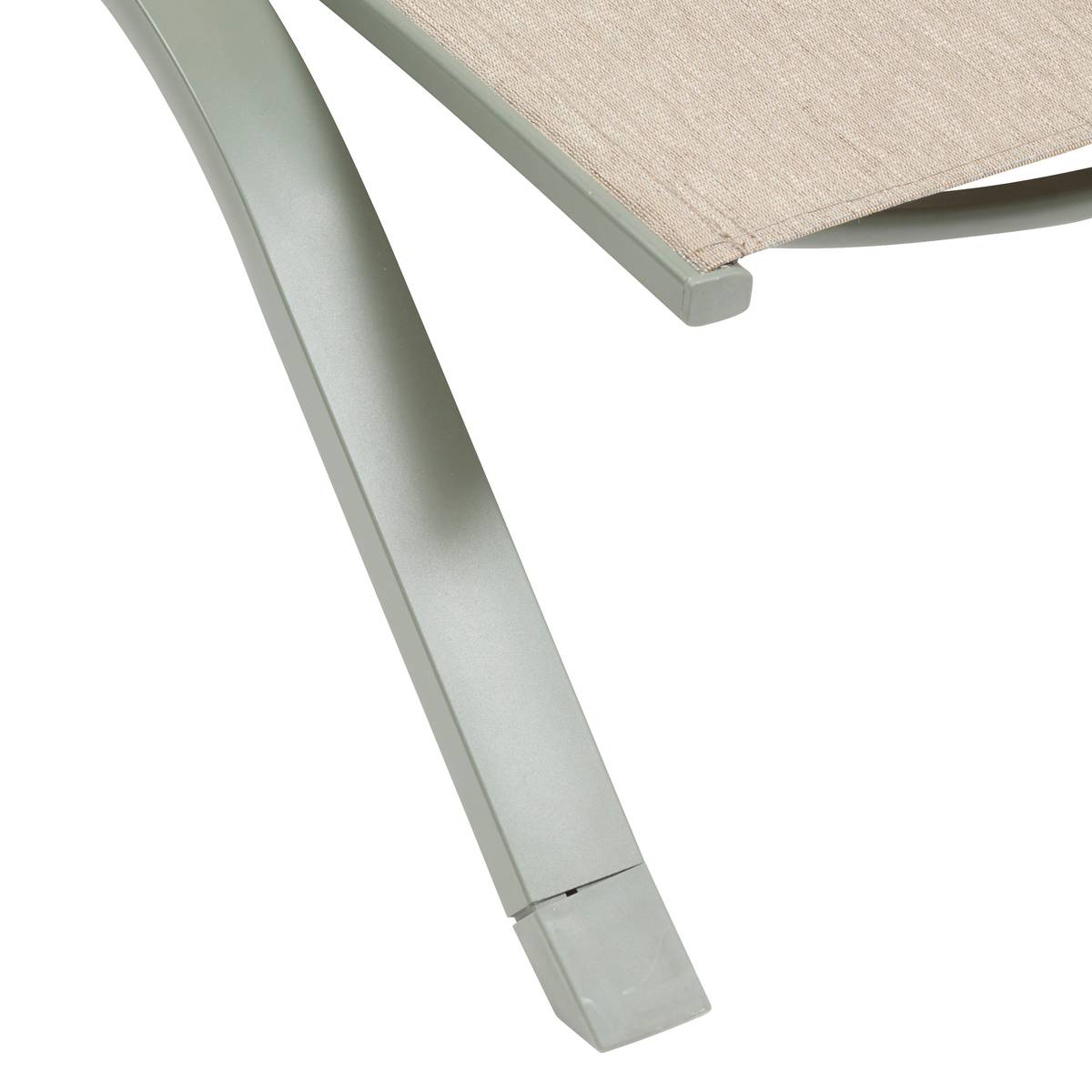 Sun lounger JIMANI Badiane / Laurel green 2 wheels - Epoxy-coated aluminum, Texaline Star Anise / Laurel Green