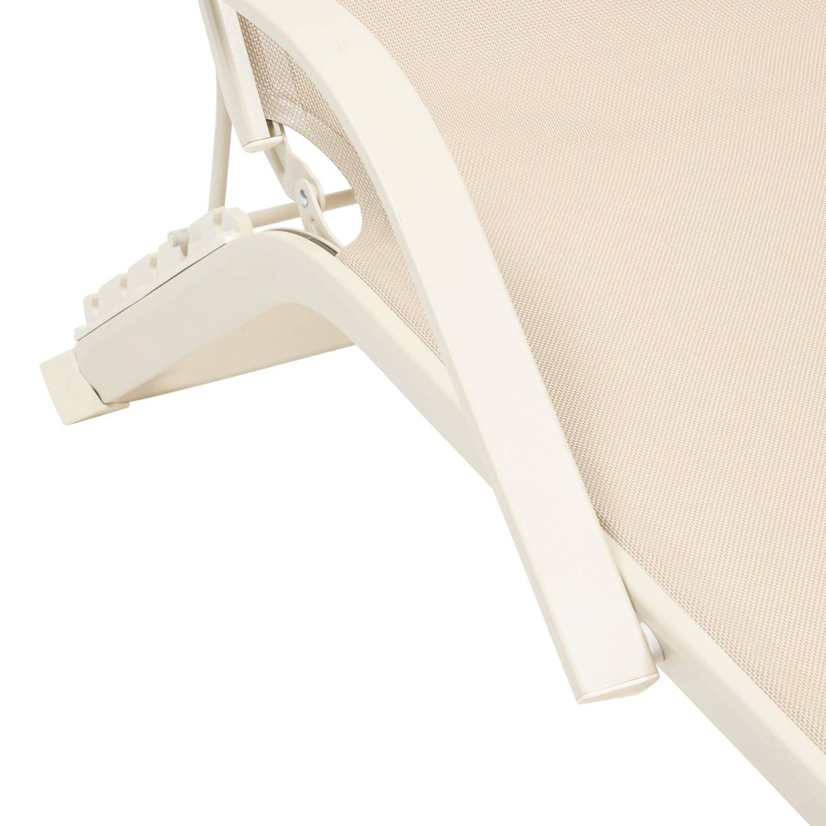 Sun lounger BAYAMO Linen / Clay 5 positions - Epoxy-treated aluminum, Texaline Linen / Clay