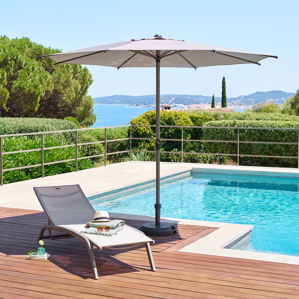 Tilt round parasol LOOMPA Coffee 3 m - Steel, Aluminum, Polyester Coffee