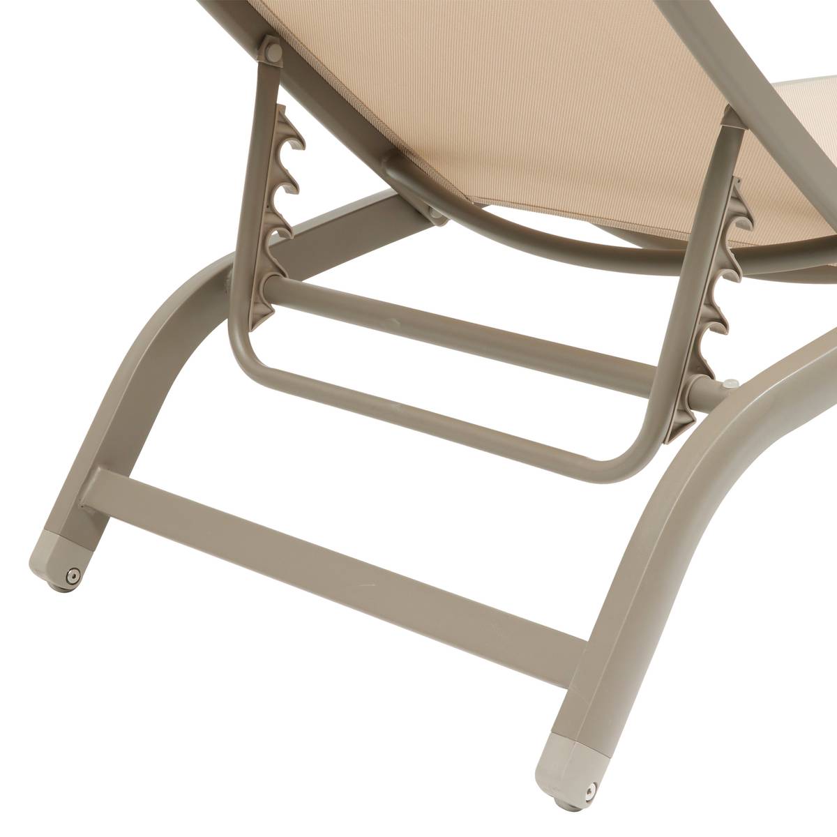 Sun lounger BONAO Linen / Coffee 2 wheels - Epoxy-coated aluminum, Texaline Linen / Coffee