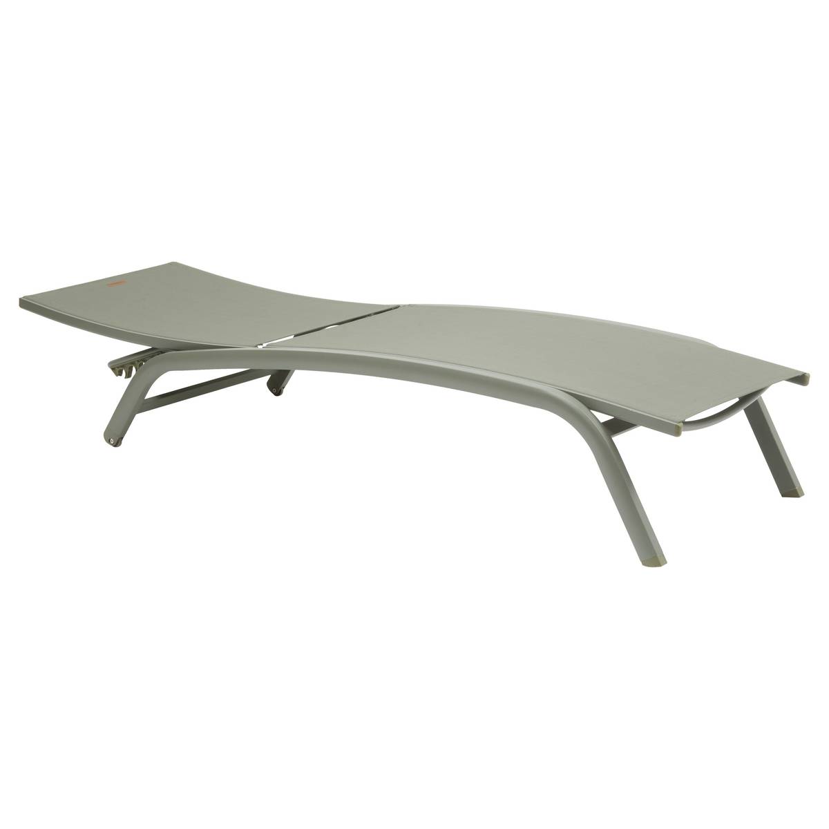 Sun lounger BONAO Laurel green 2 wheels - Epoxy-coated aluminum, Texaline Laurel
