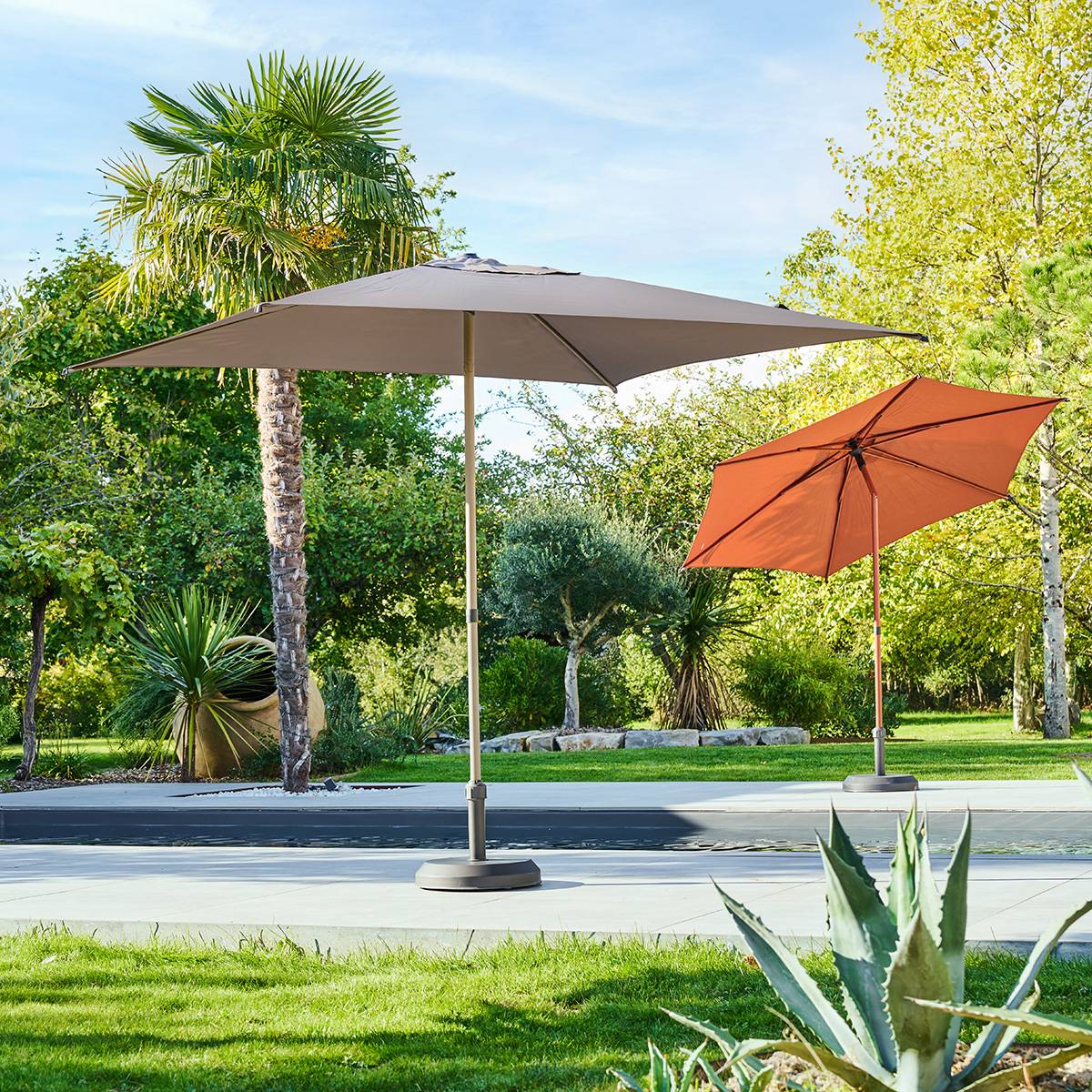 Tilt round parasol SOYA Mahogany 2.7 m - Steel, Polyester Mahogany Brown