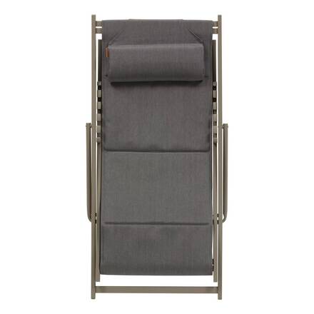 Folding garden deck chair LUNIVIA Coffee 5 positions - Epoxy-treated aluminum, Texaline