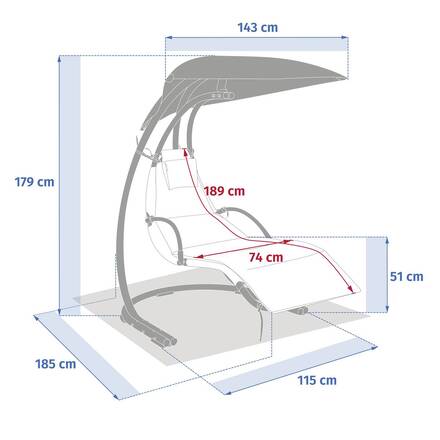 Sun lounger MEORIA Beige / Clay Texaline, epoxy-coated steel, epoxy-coated aluminum