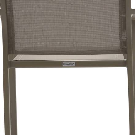 Stackable garden chair with arms ESSENTIA Hazelnut / Coffee Epoxy-treated aluminum, Texaline