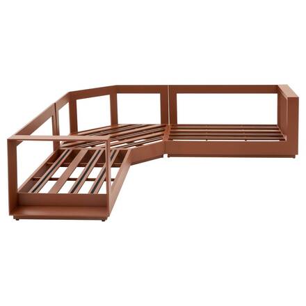 Garden corner sofa ALLURE Beige / Mahogany 5 seats - Epoxy-treated aluminum, Polyester