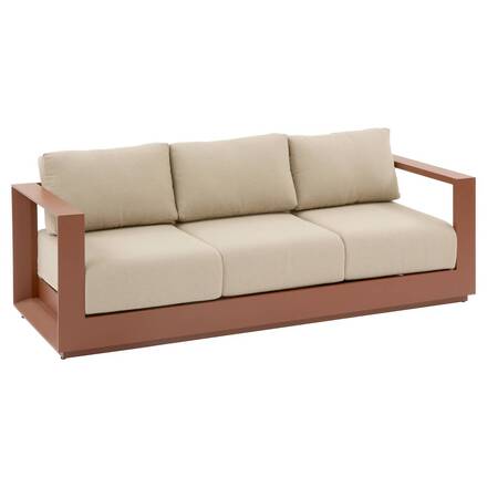 Rotating Garden Set ALLURE Beige / Mahogany 5 seats - Epoxy-treated aluminum, Polyester