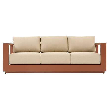 Rotating Garden Set ALLURE Beige / Mahogany 5 seats - Epoxy-treated aluminum, Polyester