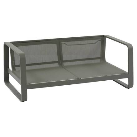 Garden sofa DOMILLY Beige / Laurel green 2-seater - Epoxy-treated aluminum, Olefin