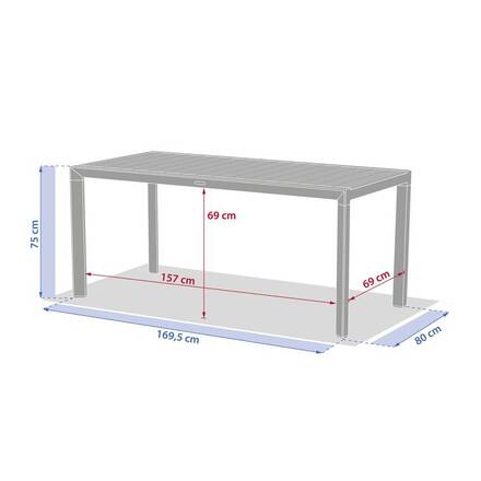 Rectangular garden table ÉVASION Linen / Laurel green 6 seats - Epoxy-coated aluminium
