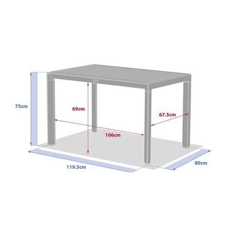 Rectangular garden table ÉVASION Linen / Laurel green 4 seats - Epoxy-coated aluminum