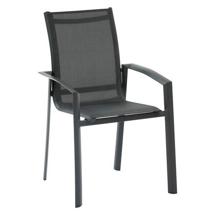 Garden chair with arms AXANT Pepper grey / Graphite Epoxy-treated aluminum, Texaline