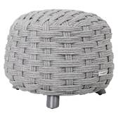 Round garden ottoman OBBAE Graphite 48.5 x 48.5 x 38 cm - Epoxy-treated aluminum, Polyester, Textilene Graphite