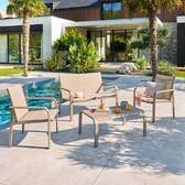 Garden lounge set PIAZZA Coffee 4 seats - Epoxy-treated aluminum, Texaline Coffee