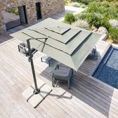 Tilt rectangular cantilever parasol MELHIA Laurel green 4 x 3 m - Aluminum, Steel, Olefin Laurel