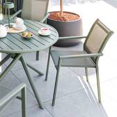 Garden chair with arms ESSENTIA Laurel green Epoxy-treated aluminum, FSC® certified acacia, Texaline Laurel
