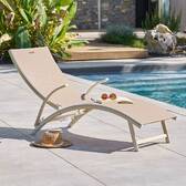 Sun lounger SAMBA Linen / Clay 4 positions - Epoxy-treated aluminum, Texaline Linen / Clay